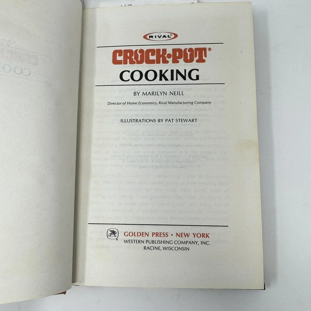 Vintage Crock-Pot Cooking Neill HC Linden Press Illustrated Pat Stewart 1975 USA